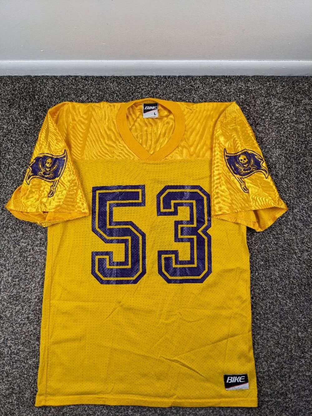 Vintage 90s East Carolina Pirates Football Jersey Bike Gold Mens Large